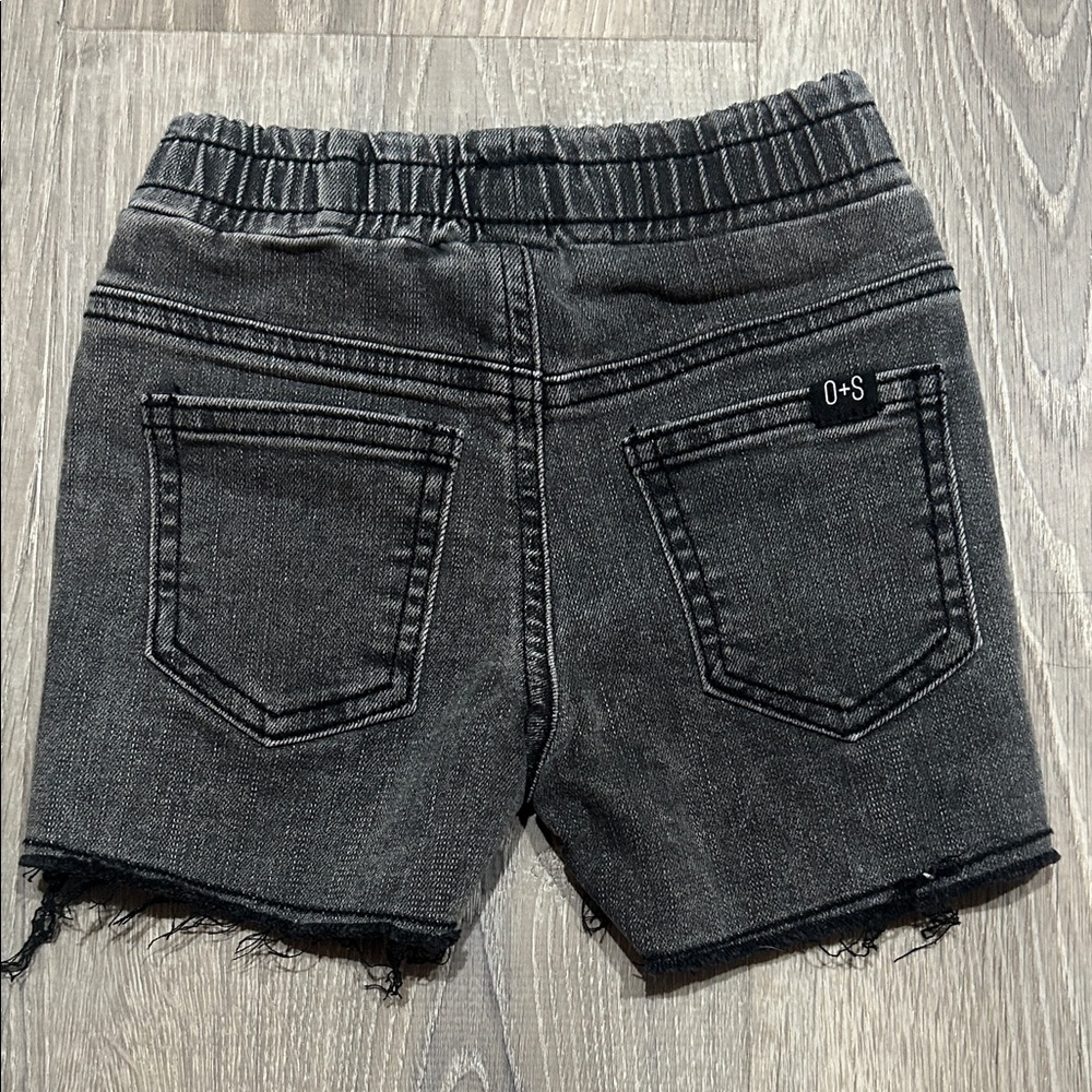 Olive and Scout Charcoal Distressed Kids Shorts - Picture 3 of 3
